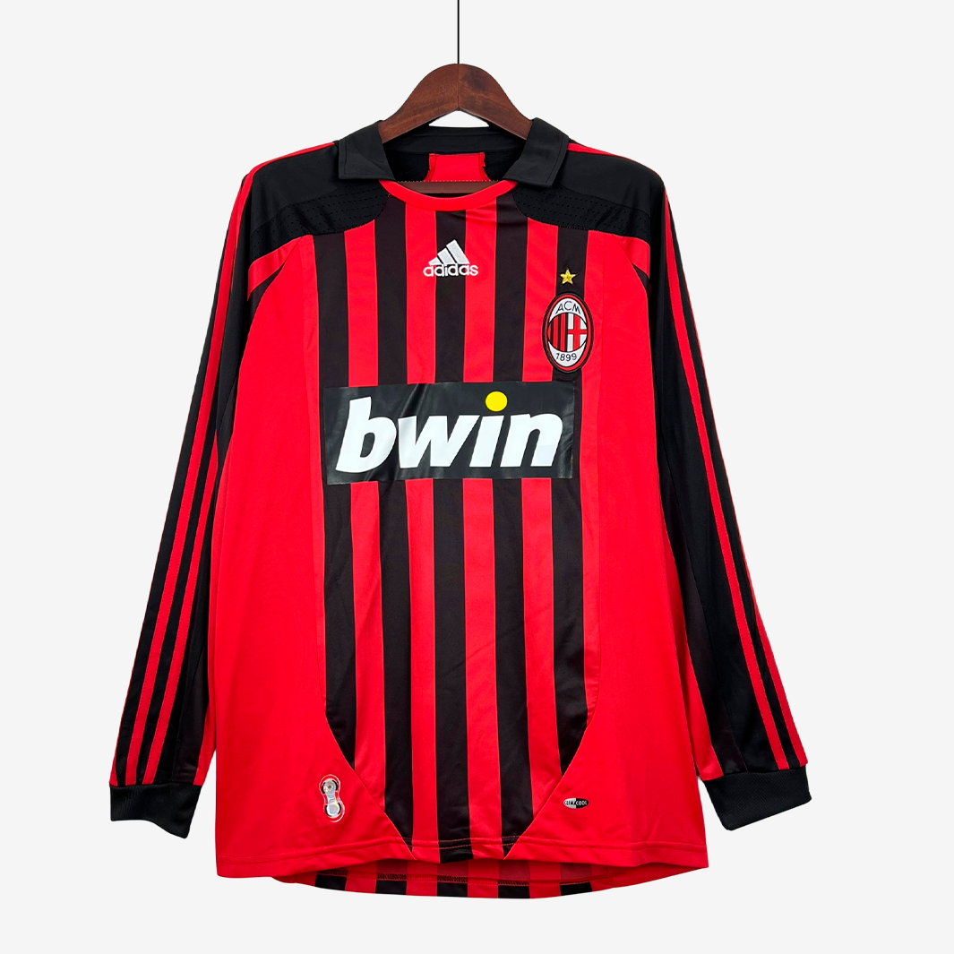 8-18 AC Milan 2007/08 Home Jersey Long Sleeve – Retro Version - Image 1