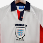 England 1998 Home Jersey Long Sleeve  Retro Version - Image 5