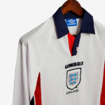 England 1998 Home Jersey Long Sleeve  Retro Version - Image 6